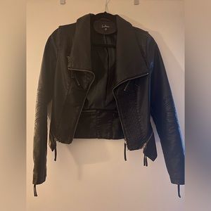 Black, vegan leather jacket XS